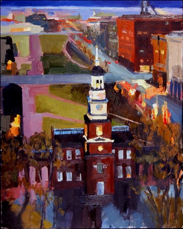 "Wet Dawn over Independence Hall" is copyright  2009 by Kate Kern Mundie. All rights reserved.  Reproduction prohibited.