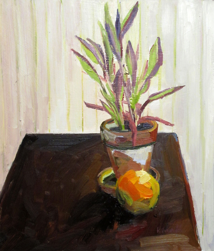 "Tradescantia Pallida and Orange" is copyright  2012 by Kate Kern Mundie. All rights reserved.  Reproduction prohibited.
